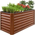Outdoor Metal Raised Garden Bed for Vegetables, Flowers, Herbs - 4x2x2ft - Wood Grain