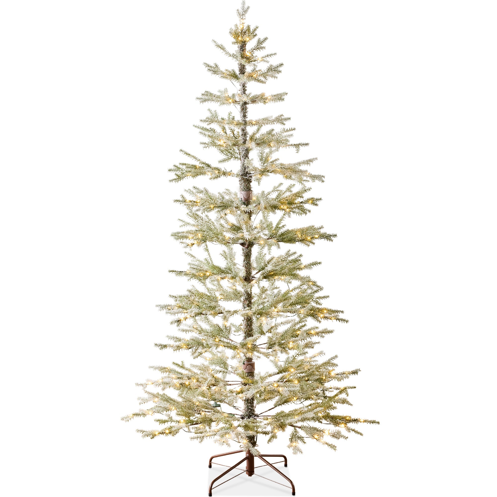 Green Pre-Lit Sparse Flocked Christmas Tree w/ 2-in-1 LEDs, Cordless Connection - 7.5ft