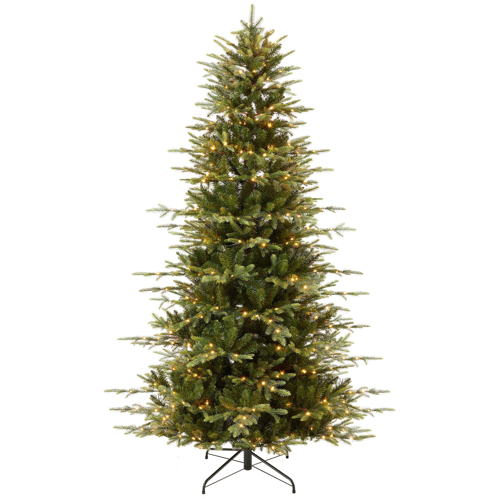 Pre-Lit Artificial Aspen Slim Noble Fir Christmas Tree w/ Metal Stand - 7.5ft