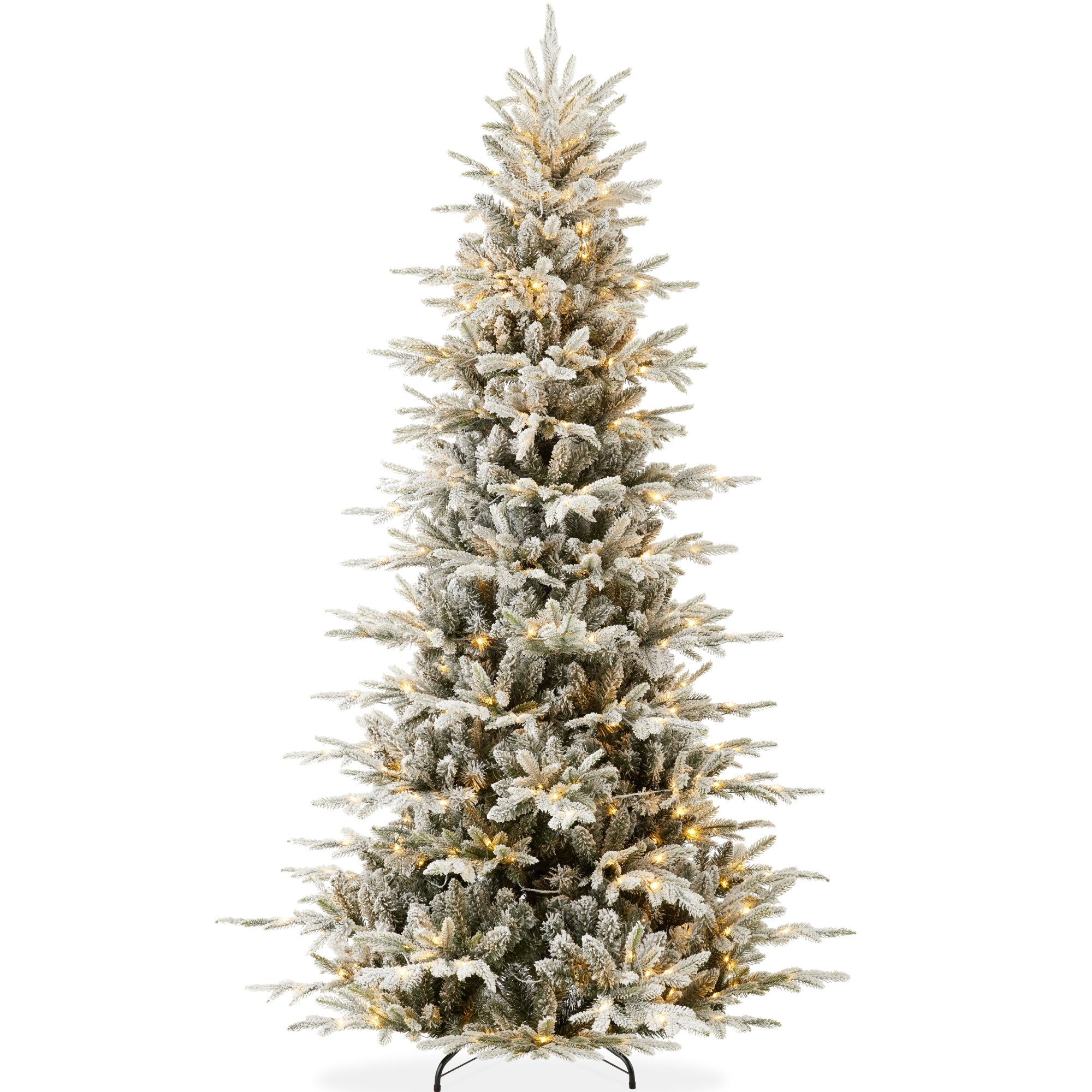 Pre-Lit Flocked Artificial Aspen Noble Fir Christmas Tree w/ Metal Stand - 6ft