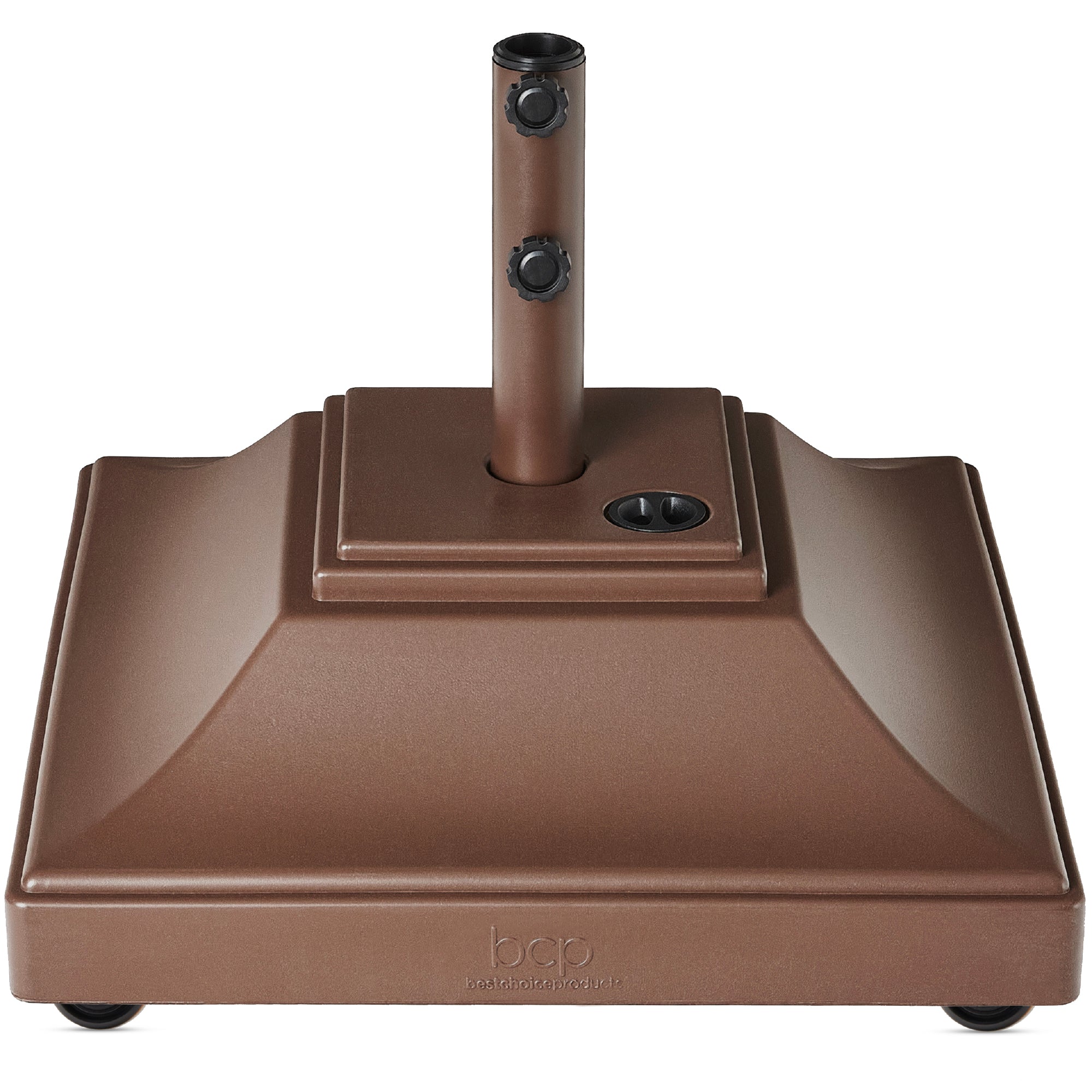 Mobile Umbrella Base, Fillable Stand w/ 4 Wheels, 2 Locks, 120lb Capacity - Brown