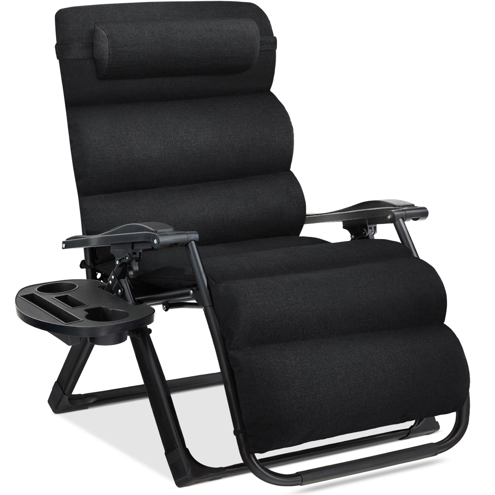 Oversized Zero Gravity Chair, Folding Outdoor Recliner w/ Removable Cushion - Onyx Black