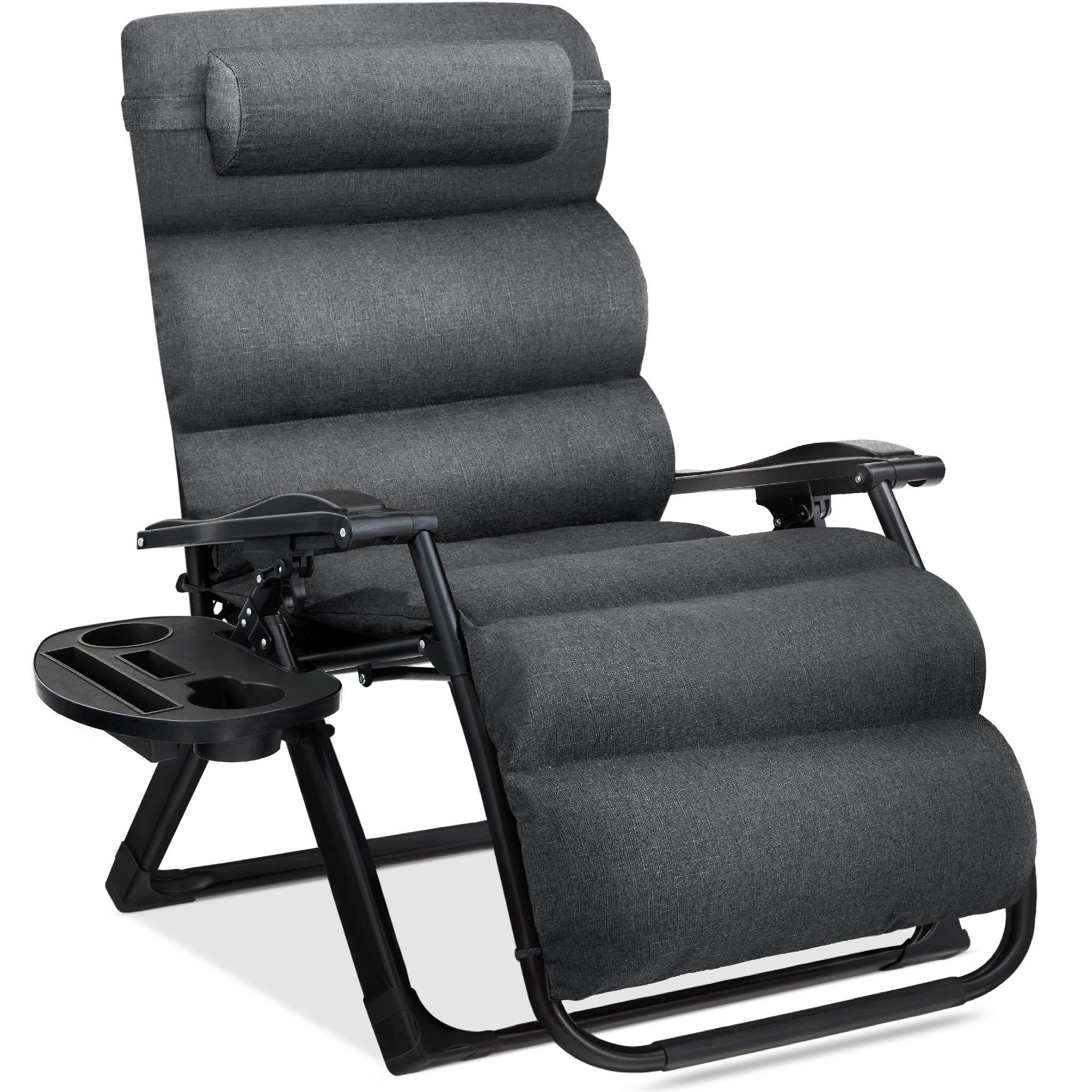 Oversized Zero Gravity Chair, Folding Outdoor Recliner w/ Removable Cushion - Fossil Gray