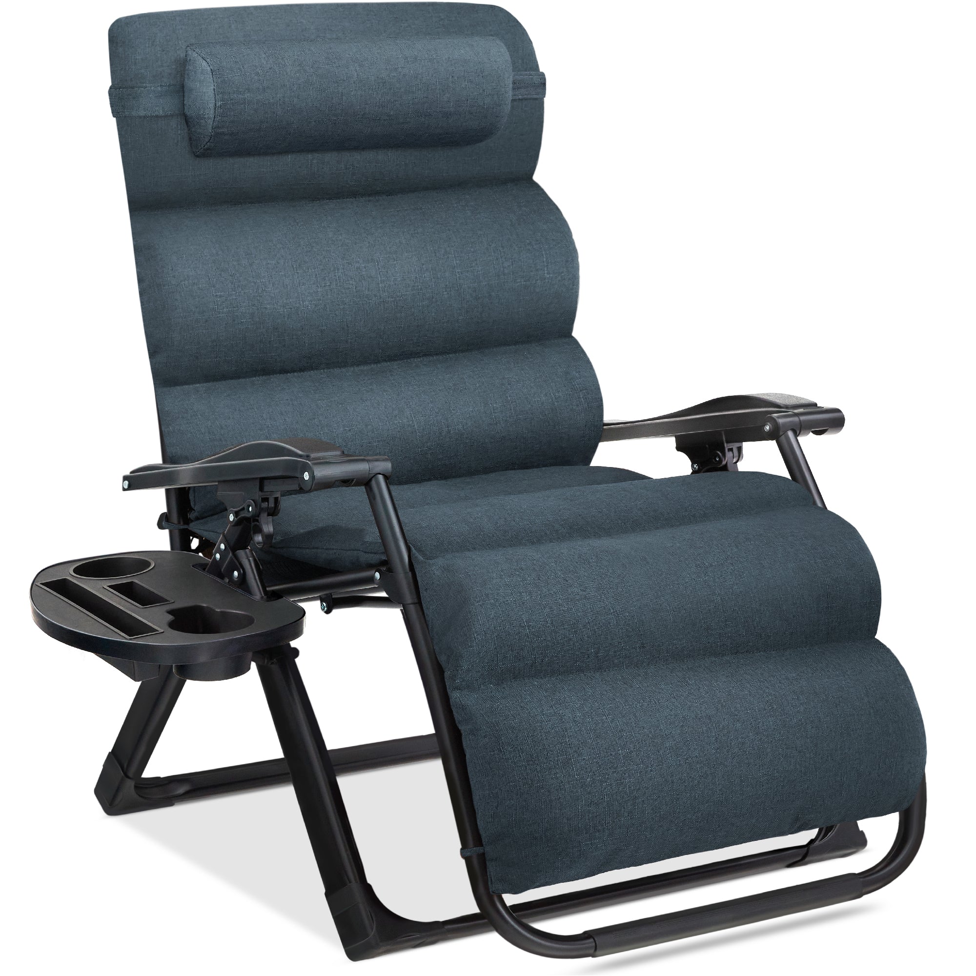 Oversized Zero Gravity Chair, Folding Outdoor Recliner w/ Removable Cushion - Graphite Blue