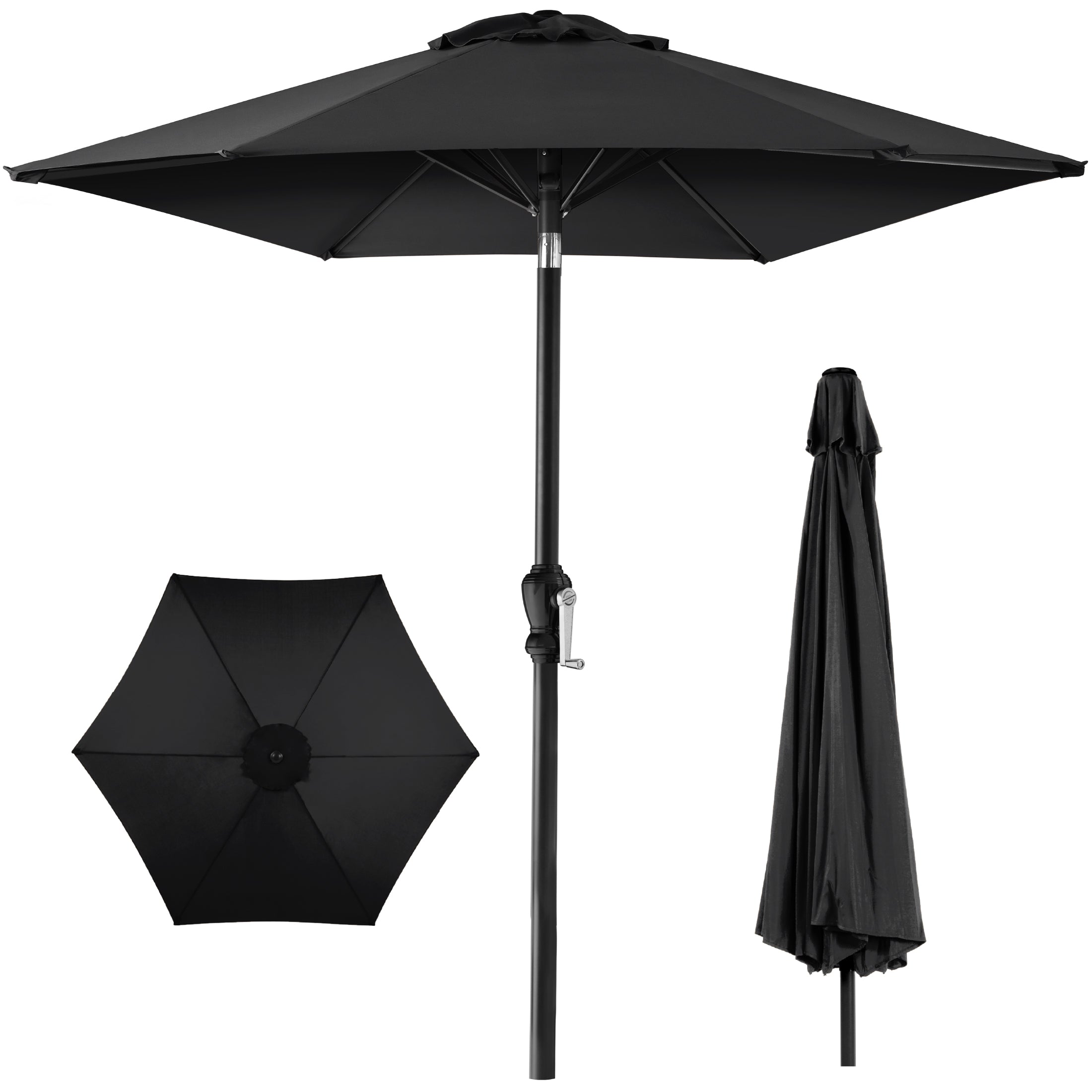 Outdoor Steel Market Patio Umbrella Decoration w/ Tilt, Crank Lift - 10ft - Black