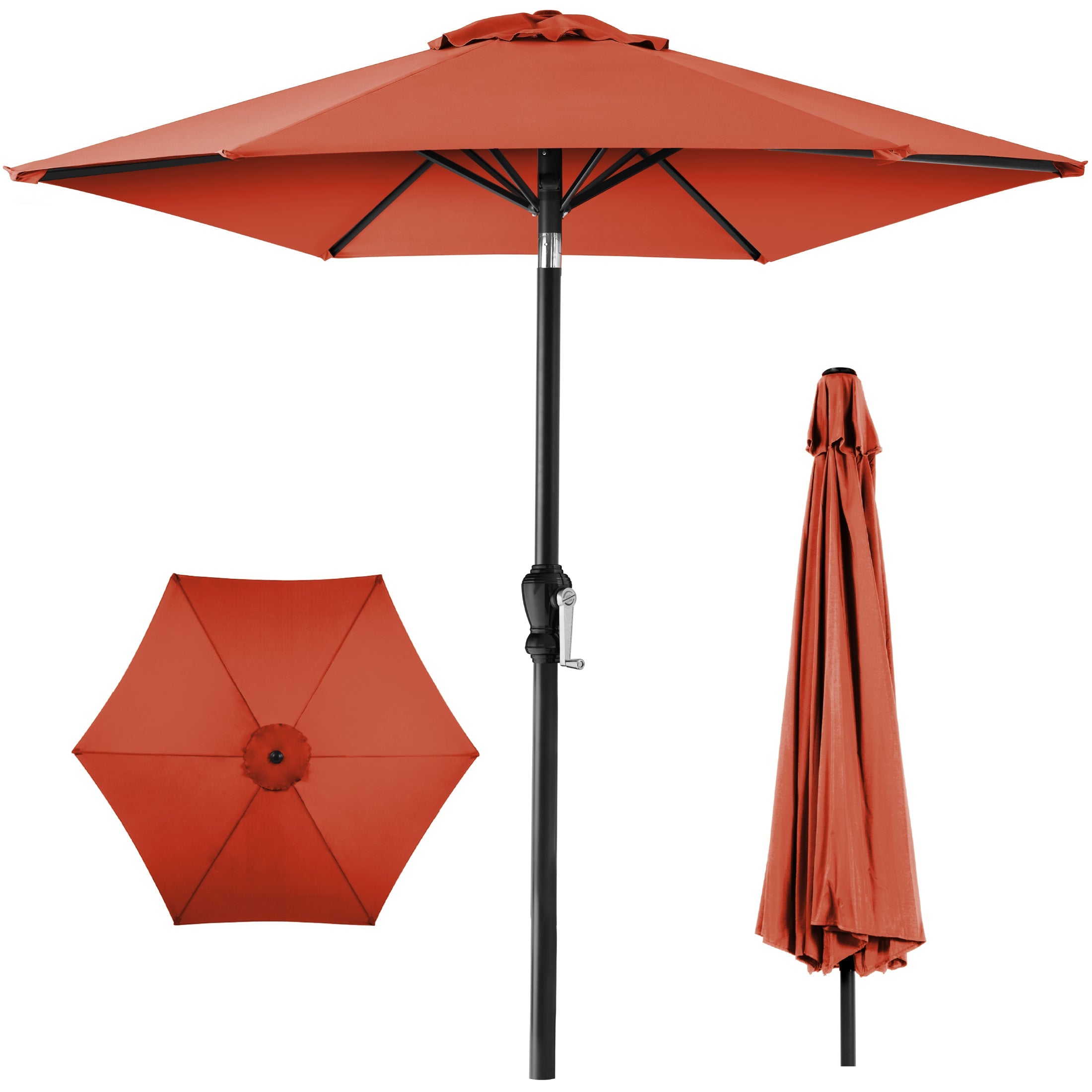 Outdoor Steel Market Patio Umbrella Decoration w/ Tilt, Crank Lift - 10ft - Rust