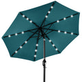 Solar LED Lighted Patio Umbrella w/ Tilt Adjustment, UV-Resistant - 10ft - Cerulean