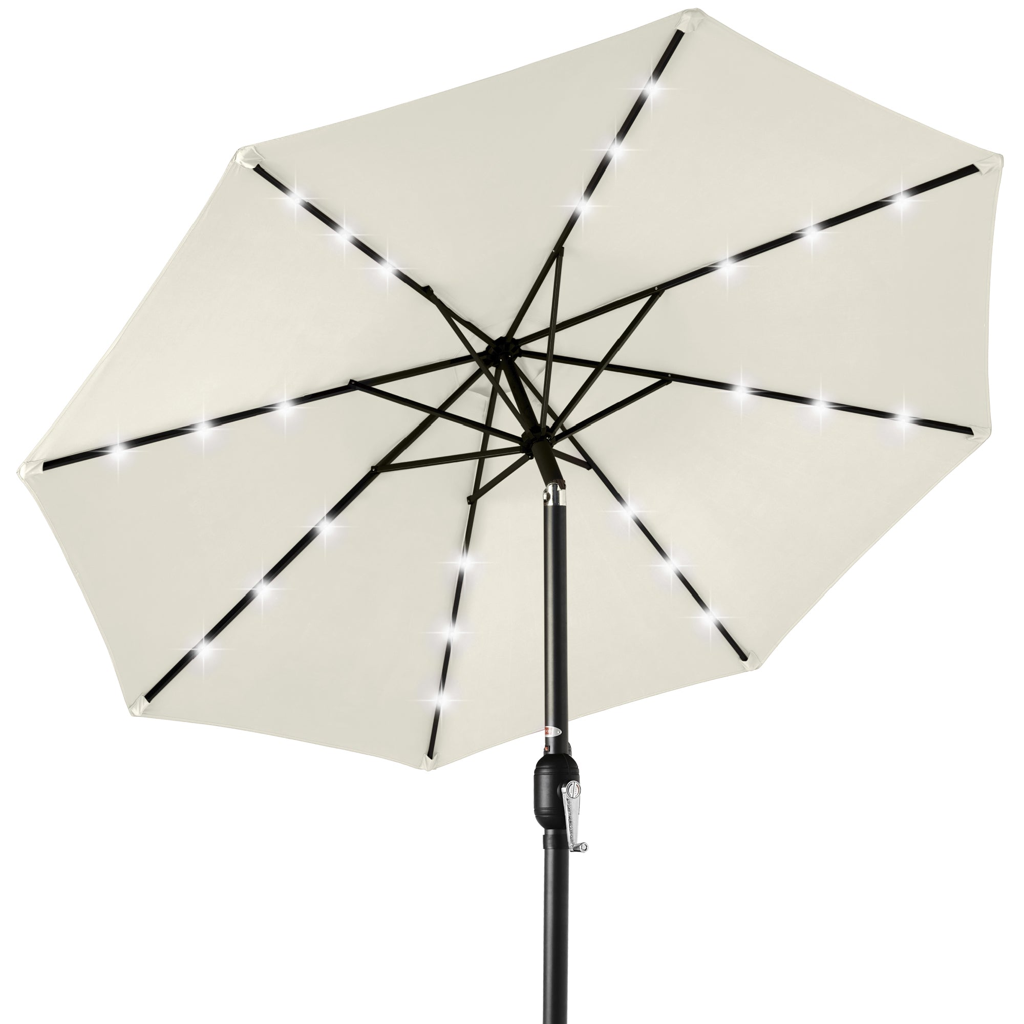 Solar LED Lighted Patio Umbrella w/ Tilt Adjustment, UV-Resistant - 10ft - Ivory