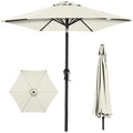 Outdoor Steel Market Patio Umbrella Decoration w/ Tilt, Crank Lift - 10ft - Ivory