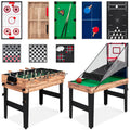 13-in-1 Combo Game Table Set w/ Ping Pong, Foosball, Basketball, Air Hockey - Natural