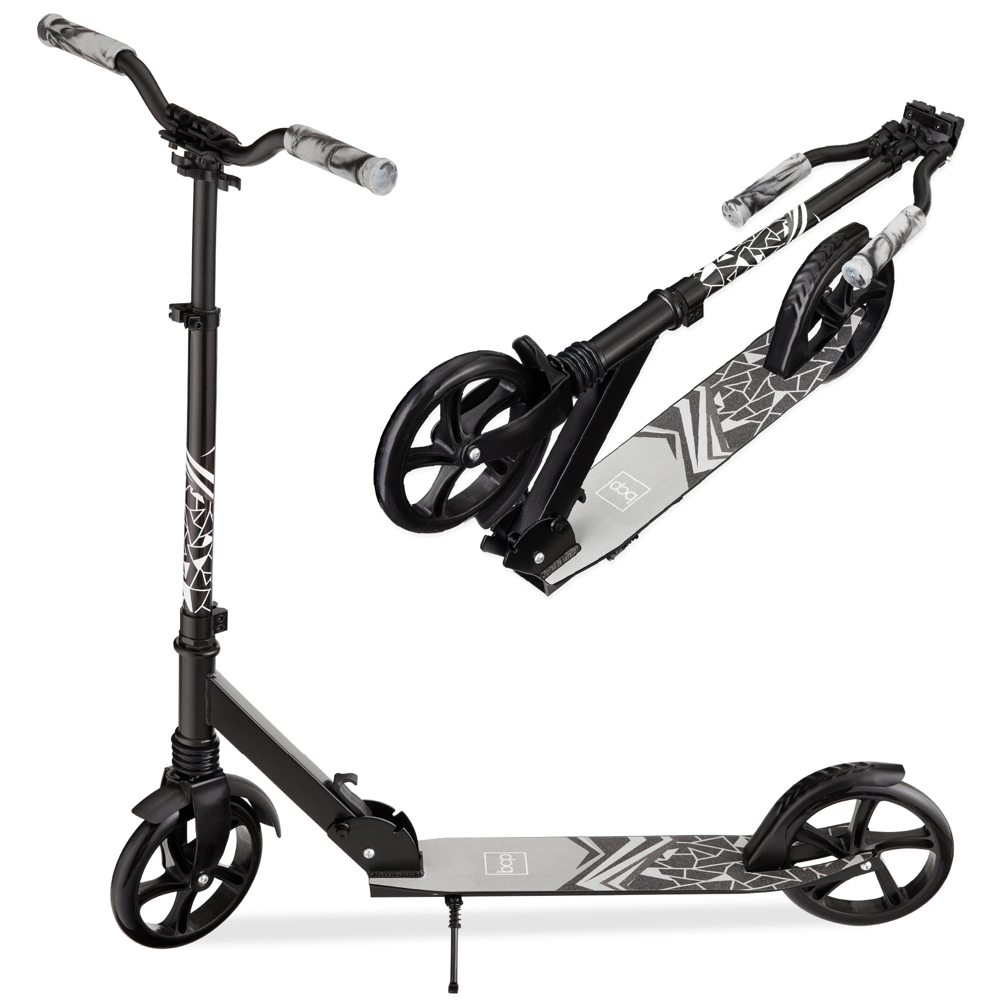 Kids Height Adjustable Kick Scooter w/ Carrying Strap, Non-Slip Deck - Black