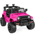 12V Kids Ride-On Truck Car w/ Parent Remote Control, Spring Suspension - Hot Pink