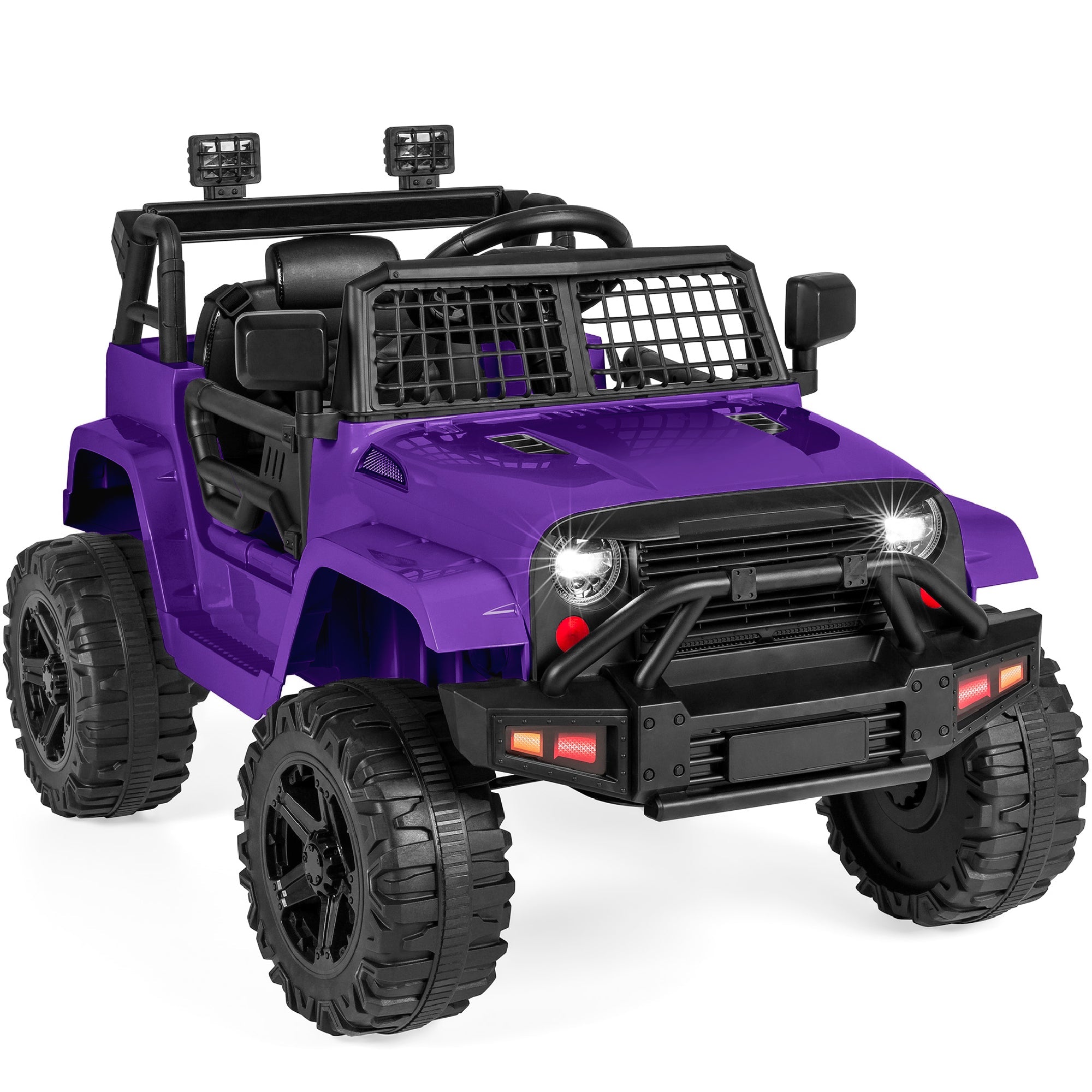 12V Kids Ride-On Truck Car w/ Parent Remote Control, Spring Suspension - Purple