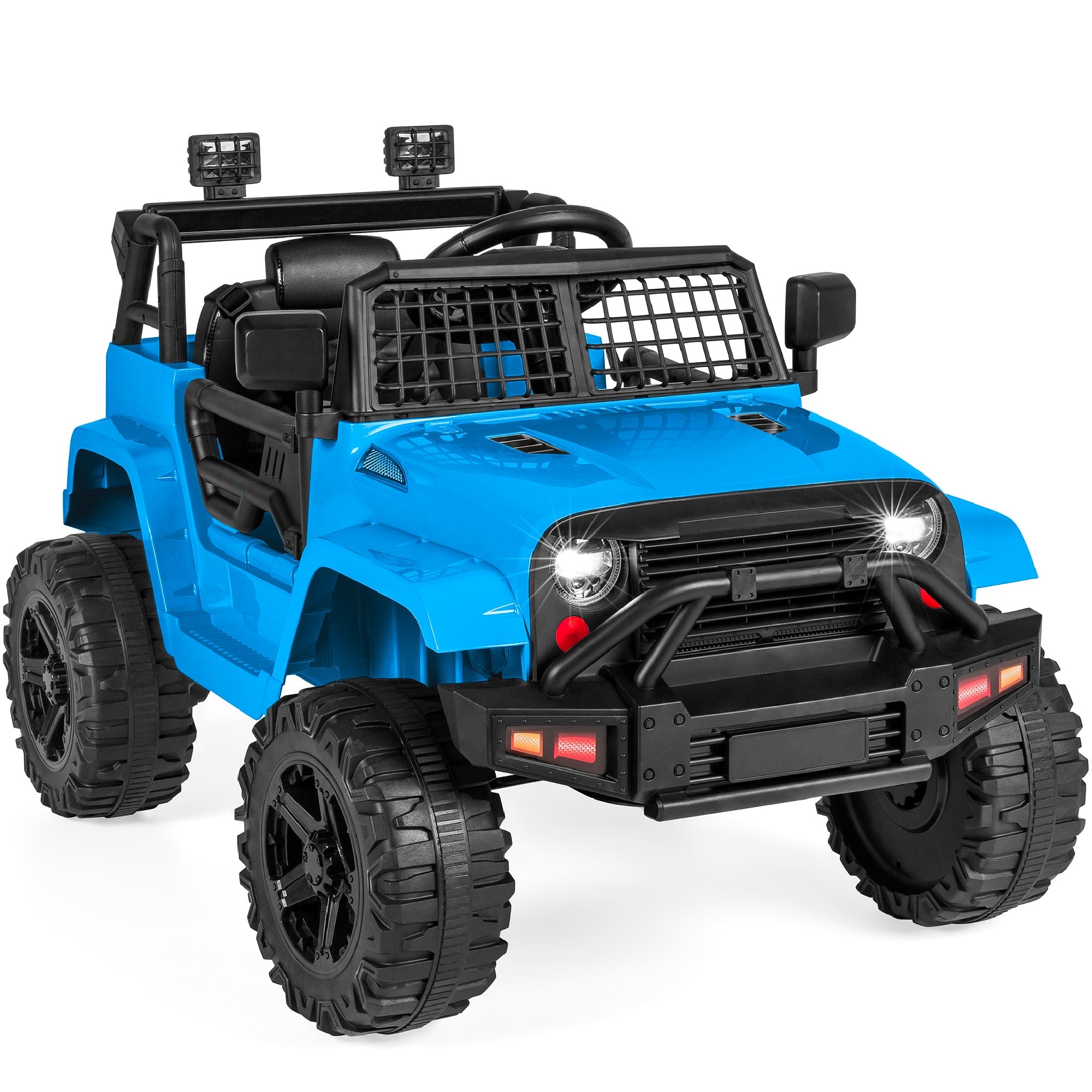 12V Kids Ride-On Truck Car w/ Parent Remote Control, Spring Suspension - Light Blue