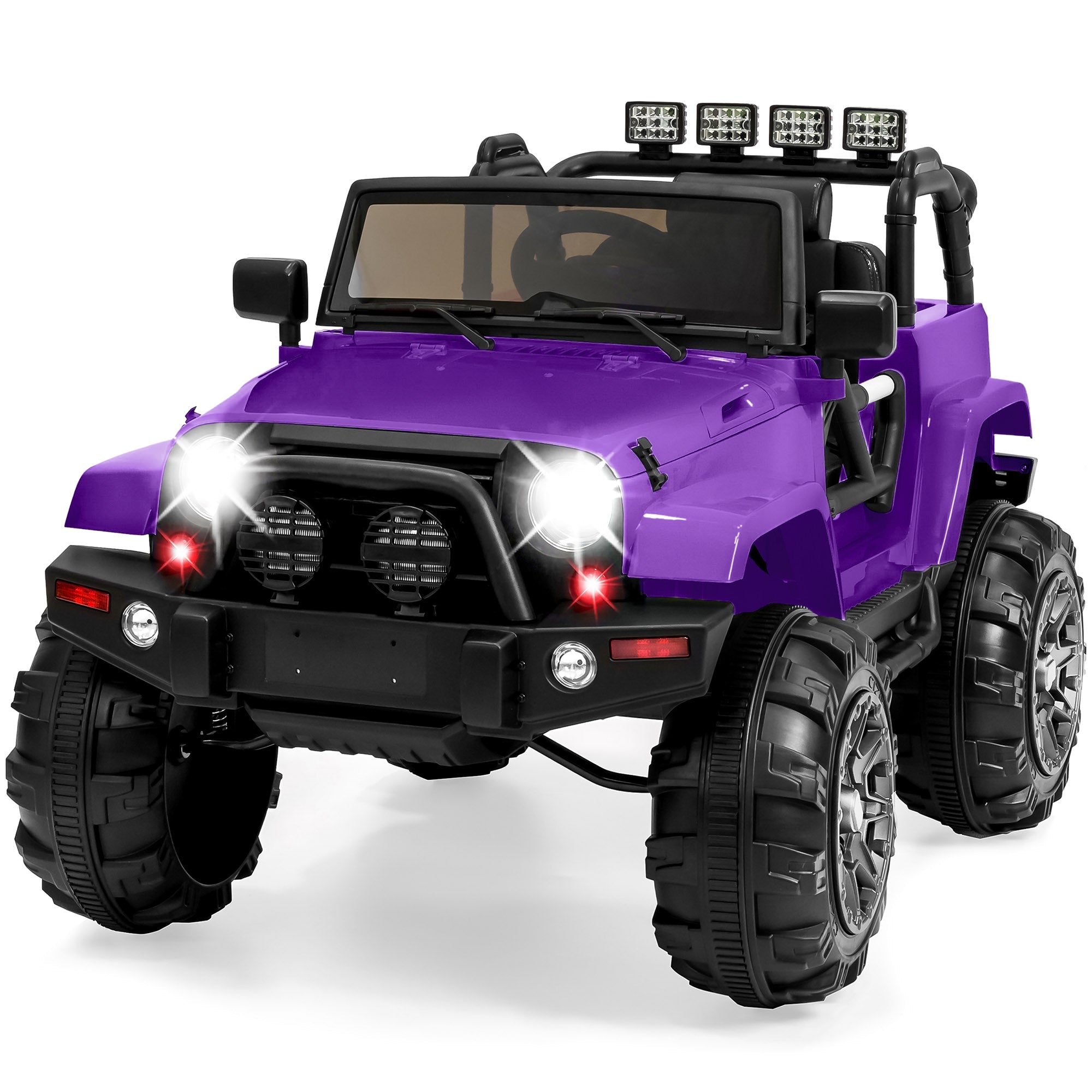 Jumbo 12V Kids Electric Ride On Car with Parent Remote, Seat Harness - Purple