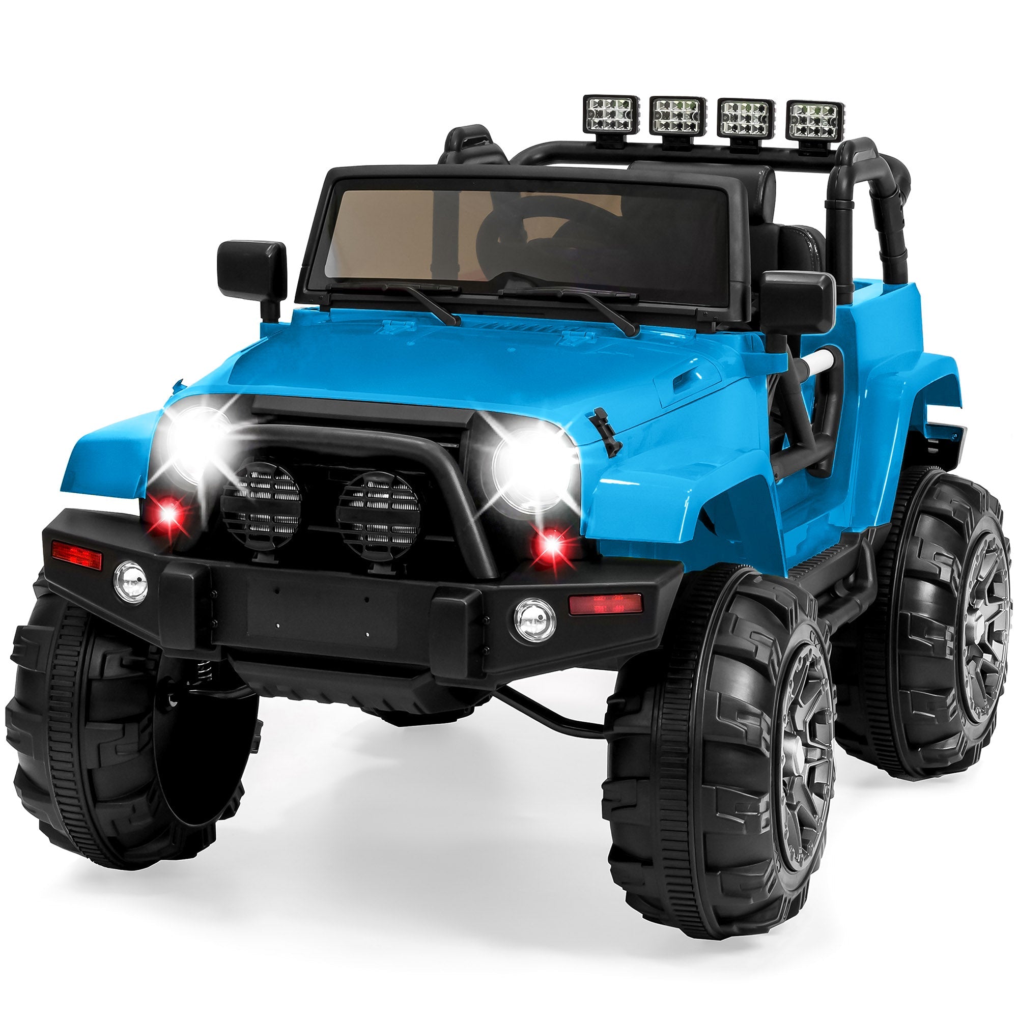 Jumbo 12V Kids Electric Ride On Car with Parent Remote, Seat Harness - Light Blue