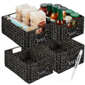 Set of 4 Water Hyacinth Pantry Baskets w/ Chalkboard, Marker - 12in - Black