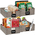 Set of 4 Water Hyacinth Pantry Baskets w/ Chalkboard, Chalk Marker - Gray