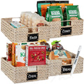 Set of 4 Water Hyacinth Pantry Baskets w/ Chalkboard, Chalk Marker - White
