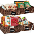 Set of 4 Water Hyacinth Pantry Baskets w/ Chalkboard, Marker - 13in - Brown