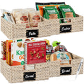 Set of 4 Water Hyacinth Pantry Baskets w/ Chalkboard, Marker - 13in - White