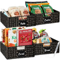 Set of 4 Water Hyacinth Pantry Baskets w/ Chalkboard, Marker - 13in - Black