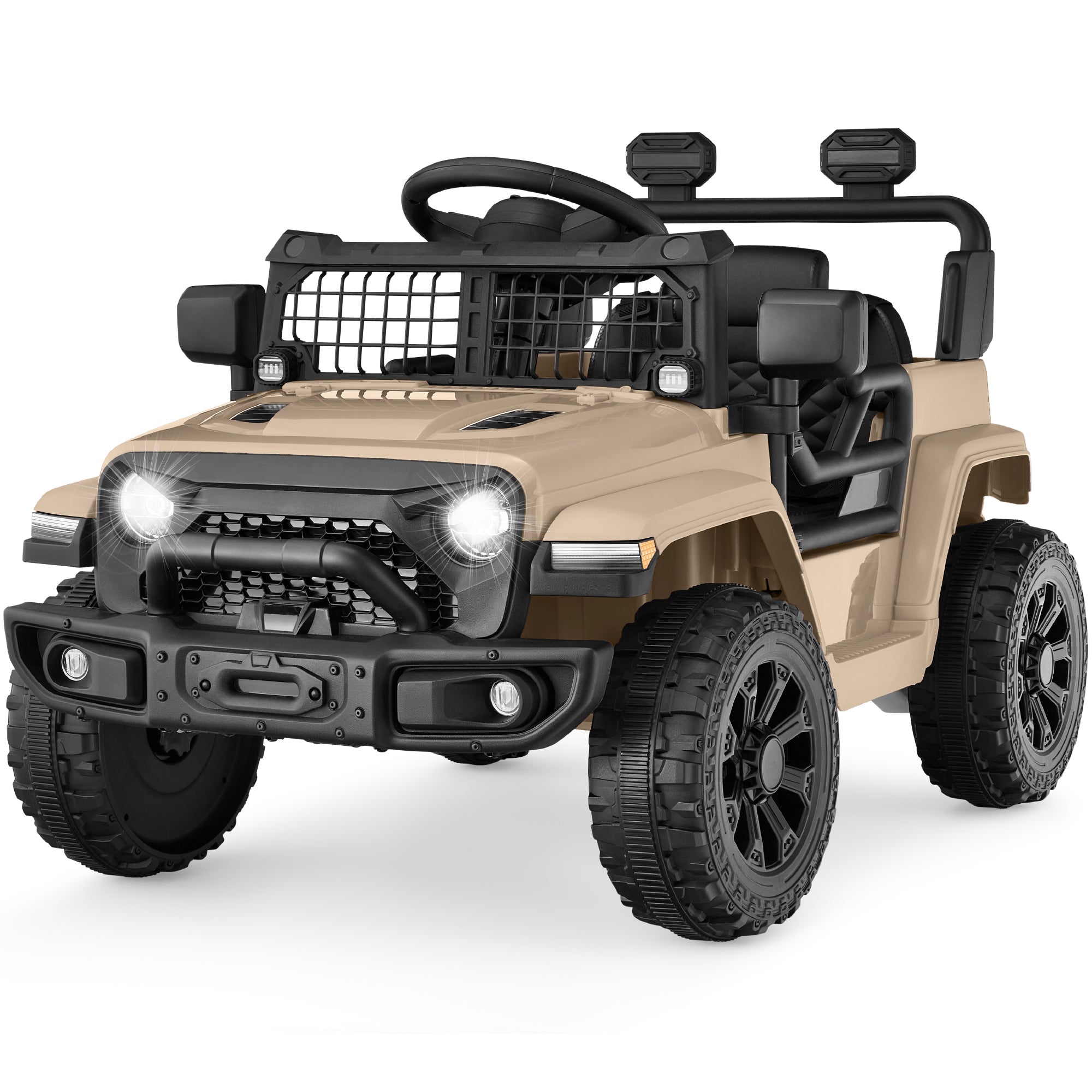 6V Kids Ride-On Truck Car w/ Parent Remote Control, 4-Wheel Suspension - Sand
