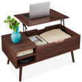 Wooden Mid-Century Modern Lift Top Coffee Table w/ Removable Shelf - Walnut
