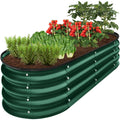 Outdoor Raised Metal Oval Garden Bed, Planter Box - 4x2x1ft - Dark Green