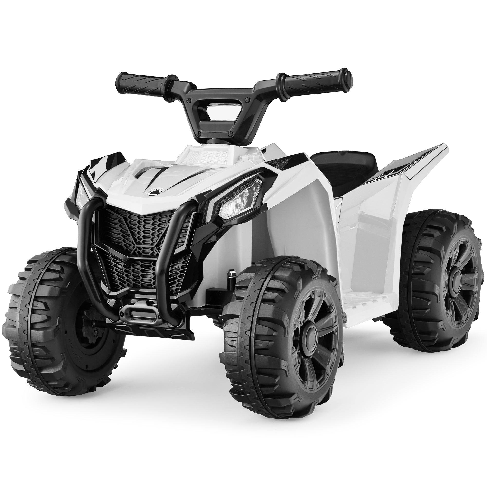 6V Kids Ride-On 4-Wheeler Quad ATV Car w/ 1.8mph Max Speed, Treaded Tires - White