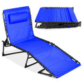 Portable Patio Chaise Lounge Chair Outdoor Recliner w/ Pillow - Resort Blue