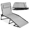 Portable Patio Chaise Lounge Chair Outdoor Recliner w/ Pillow - Fog Gray