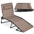 Portable Patio Chaise Lounge Chair Outdoor Recliner w/ Pillow - Warm Taupe