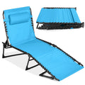 Portable Patio Chaise Lounge Chair Outdoor Recliner w/ Pillow - Light Blue