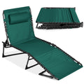 Portable Patio Chaise Lounge Chair Outdoor Recliner w/ Pillow - Forest Green