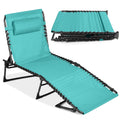 Portable Patio Chaise Lounge Chair Outdoor Recliner w/ Pillow - Teal
