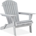 Folding Wooden Adirondack Chair, Accent Furniture w/ Natural Woodgrain - Gray