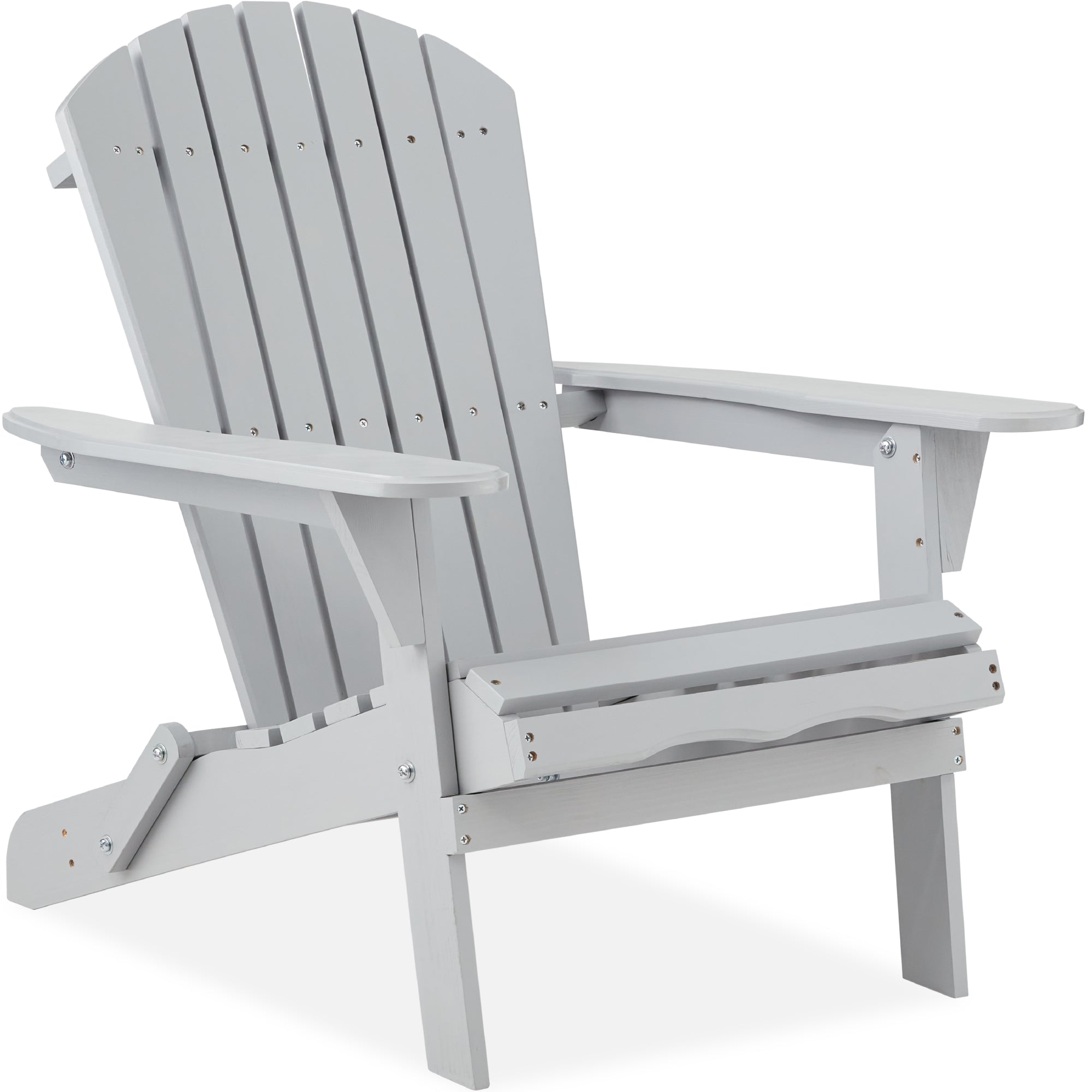 Folding Wooden Adirondack Chair, Accent Furniture w/ Natural Woodgrain - Gray