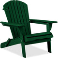 Folding Wooden Adirondack Chair, Accent Furniture w/ Natural Woodgrain - Green