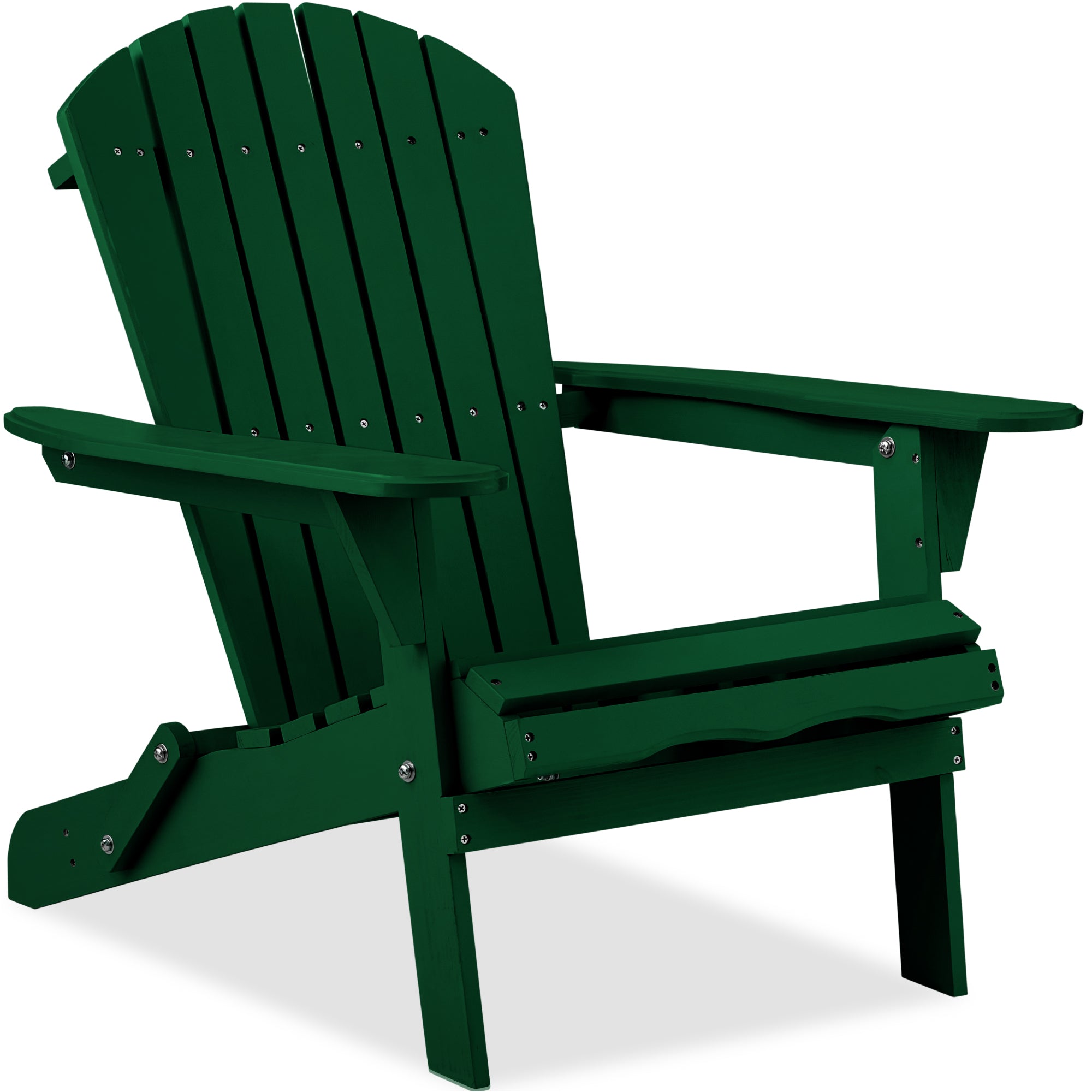 Folding Wooden Adirondack Chair, Accent Furniture w/ Natural Woodgrain - Green