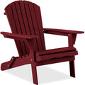 Folding Wooden Adirondack Chair, Accent Furniture w/ Natural Woodgrain - Red