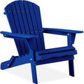 Folding Wooden Adirondack Chair, Accent Furniture w/ Natural Woodgrain - Blue
