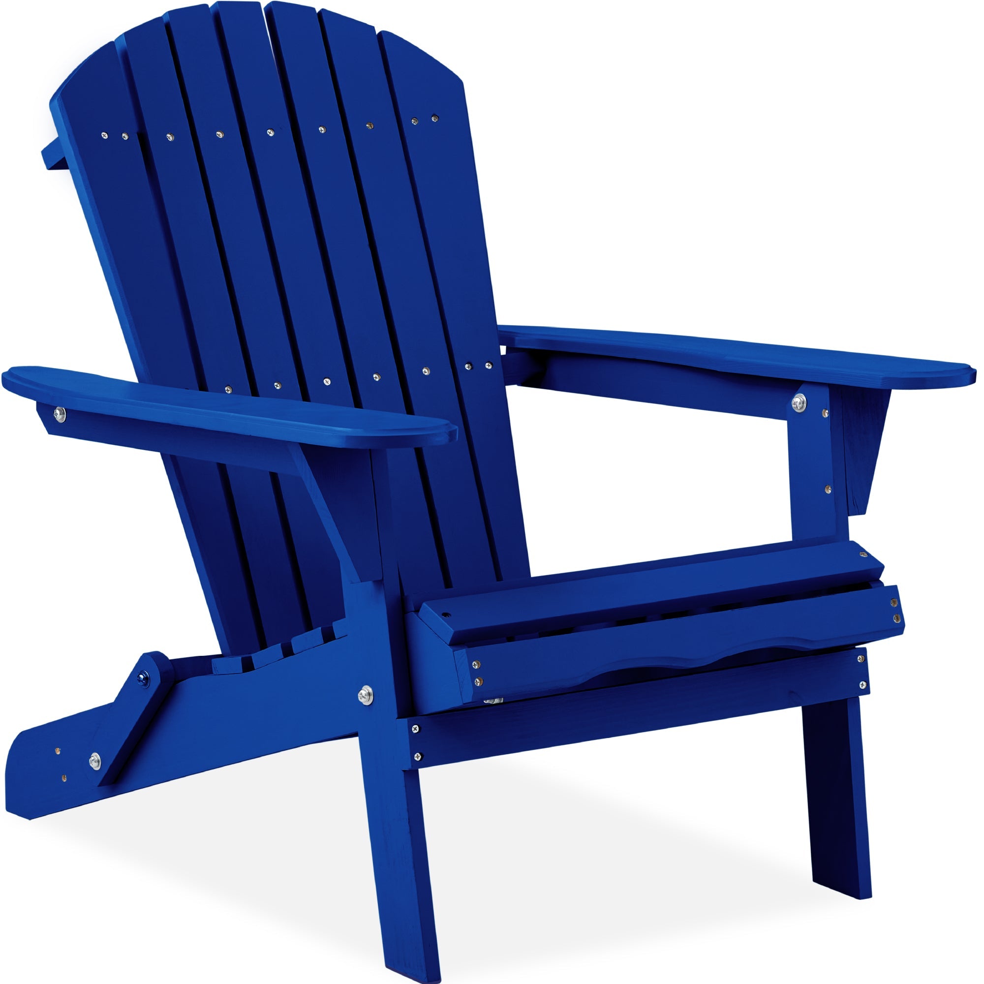 Folding Wooden Adirondack Chair, Accent Furniture w/ Natural Woodgrain - Blue
