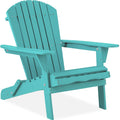 Folding Wooden Adirondack Chair, Accent Furniture w/ Natural Woodgrain - Turquoise