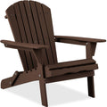 Folding Wooden Adirondack Chair, Accent Furniture w/ Natural Woodgrain - Dark Brown