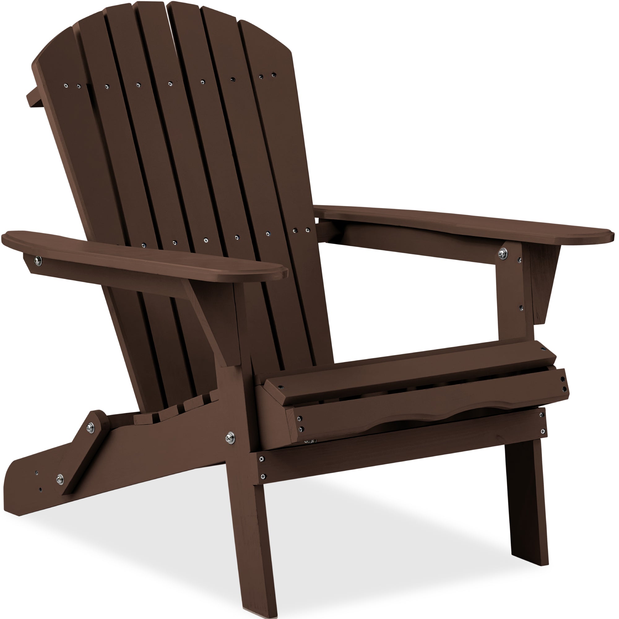 Folding Wooden Adirondack Chair, Accent Furniture w/ Natural Woodgrain - Dark Brown