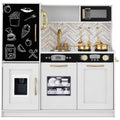 Pretend Play Kitchen Wooden Toy Set for Kids with 11 Accessories - White Bevel