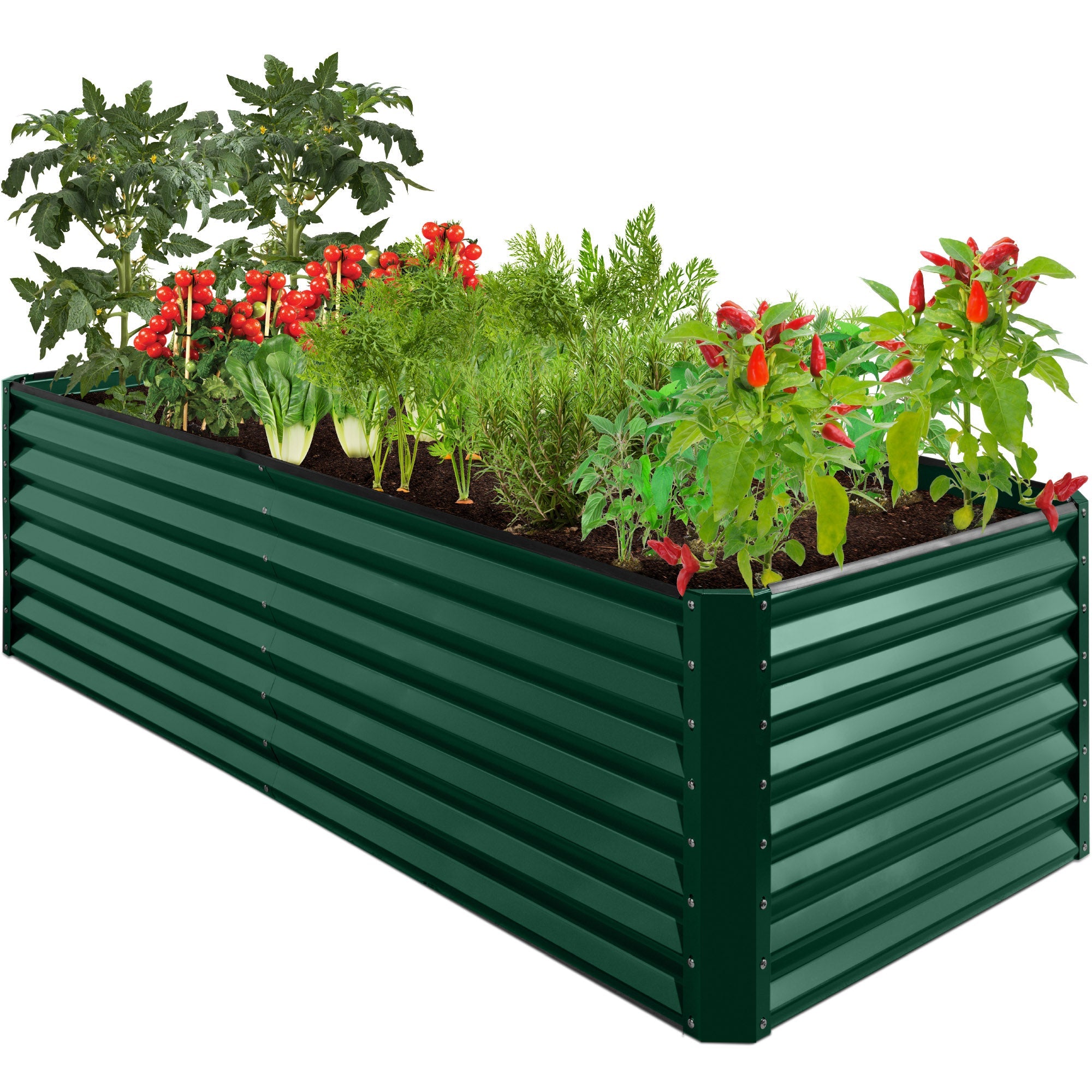 Outdoor Metal Raised Garden Bed for Vegetables, Flowers, Herbs - 8x4x2ft - Dark Green
