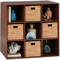 9-Cube Bookshelf Storage Display w/ 3 Removable Panels, Customizable Design - Walnut