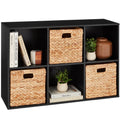 6-Cube Bookshelf, 11in Storage Display w/ Removable Panels, Customizable - Black